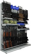 Combat Weapon Shelving installed on mobile carriages